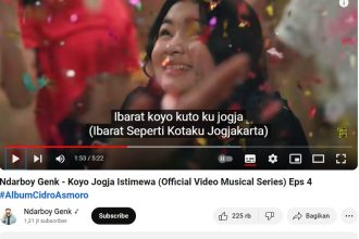 Lirik dan Chord Lagu Koyo Jogja Istimewa - Ndarboy Genk. (FOTO: Tangkapan layar Youtube Ndarboy Genk/Yenny Hardiyanti).