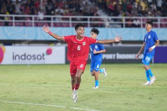 Timnas U-16 unggul atas Singapura pada laga perdana Piala AFF U-16 di Stadion Manahan, Jumat (21/6). (FOTO: PSSI).